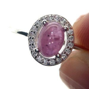 Pink Sapphire 1.61ct Platinum Finish Solid 925 Sterling Silver Ring